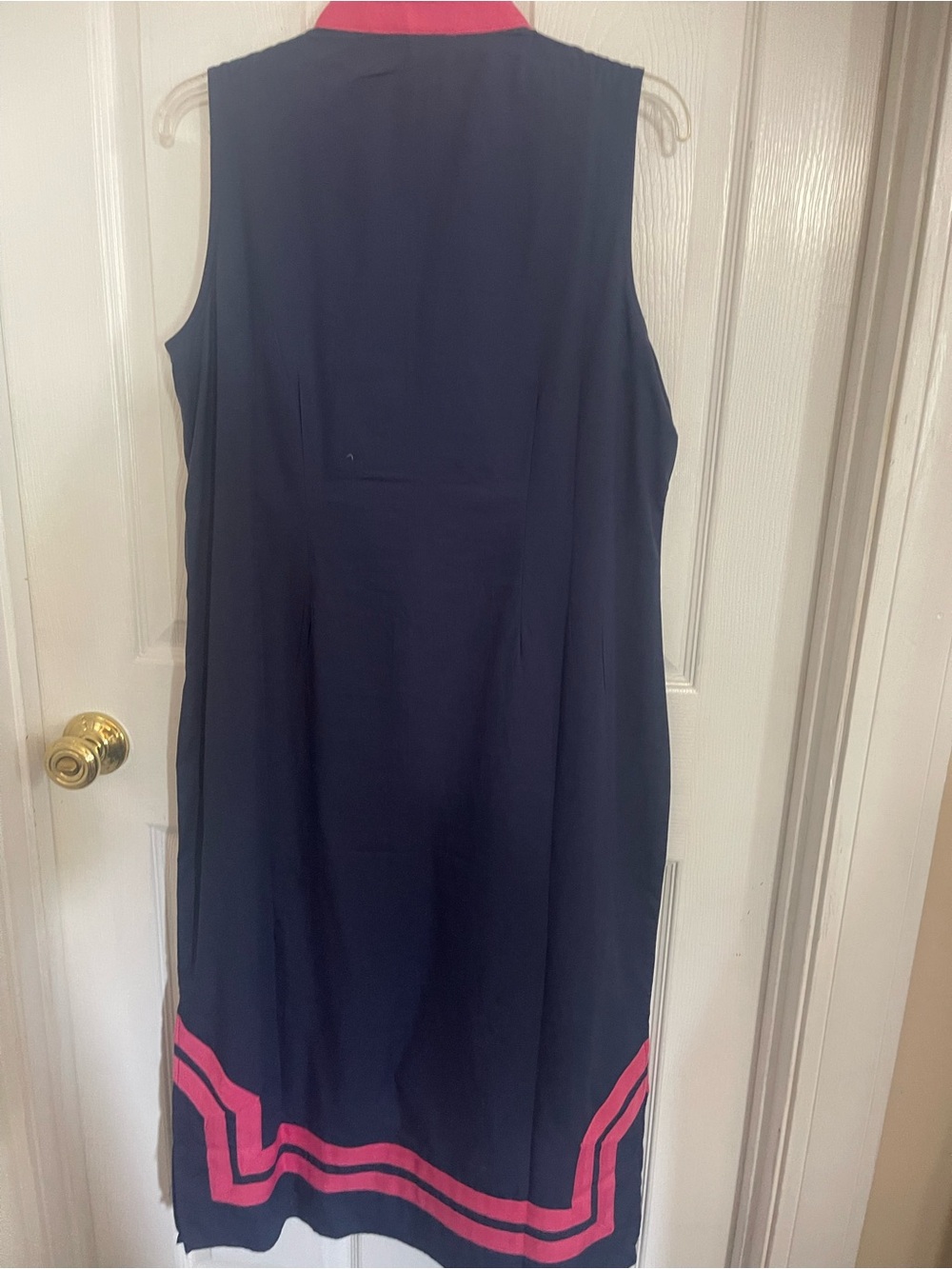 Sail to Sable Navy Sleeveless Midi Dress with Hot Pink Trim - Picture 4 of 4
